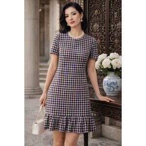 NWT. $1690 Carolina Herrera ruffled tweed mini dress Size: XL | US 12